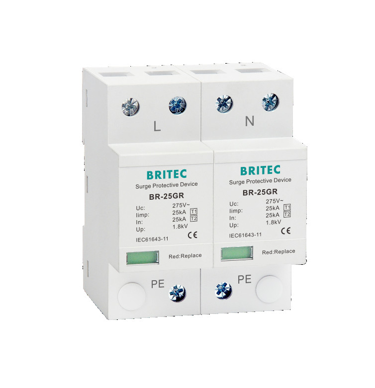 BR-25GR 2P Spd Surge Protector Lightning Arrester Surge Protection Suppressor 2P 3p ক্লাস I বজ্রপাত প্রতিরক্ষাকারী