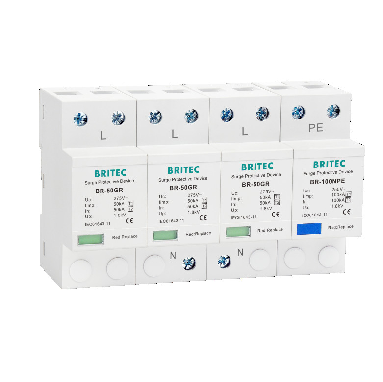 BR-50GR 3P+N টাইপ 1 সার্জ প্রোটেকশন ডিভাইস ক্লাস 1 AC SPD 50ka Spd থান্ডার সুরক্ষা