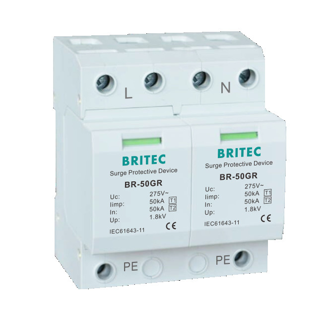 BR-50GR 2P 50kA ক্লাস 1 সার্জ প্রোটেকশন ডিভাইস টাইপ1 এসি সার্জ সাপ্রেসার spd