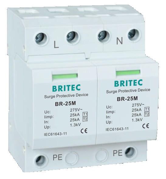 BR-25M 2P Type1 সার্জ প্রোটেকশন ডিভাইস SPD T1 লো ভোল্টেজ অ্যারেস্টার