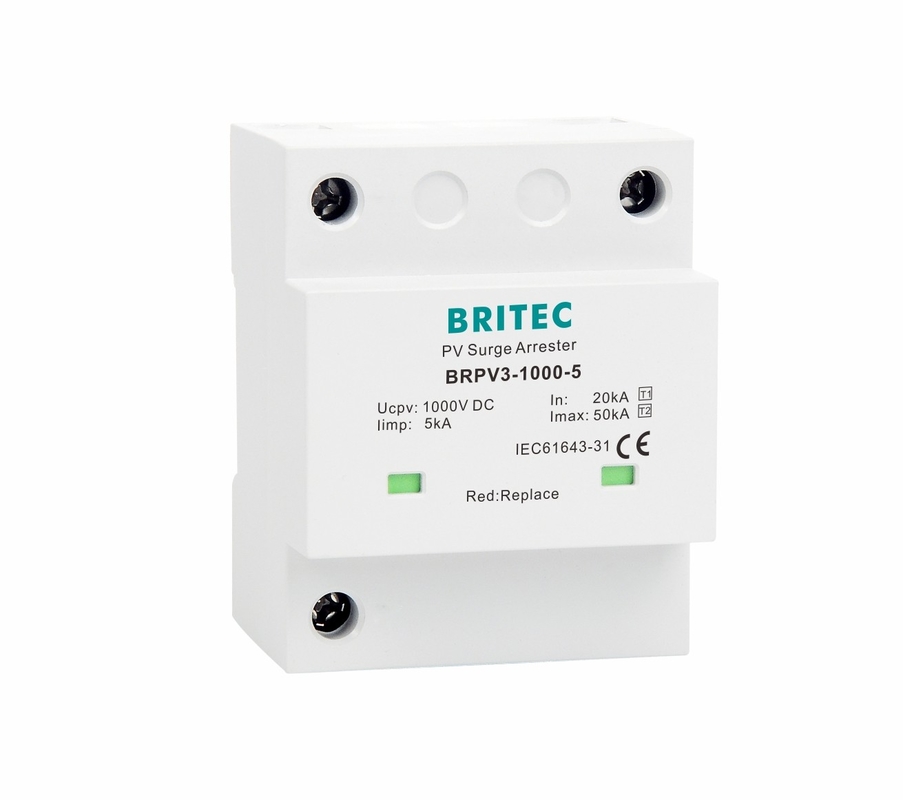 BRPV3-1000-5 T1 50kA DC 1000V 5kA পিভি ওভারজার্জ আটকান সৌর ওভারজার্জ সুরক্ষা ডিভাইস