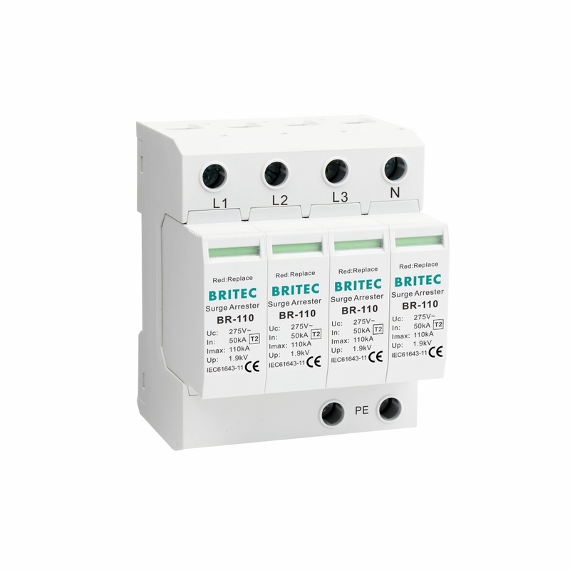 BR-110 4P OEM টাইপ 2 সার্জ প্রটেক্টর 275 ভোল্ট সার্জ সুরক্ষা ডিভাইস এসপিডি ভারিস্টর আটক 4-পোল সার্জ আটক