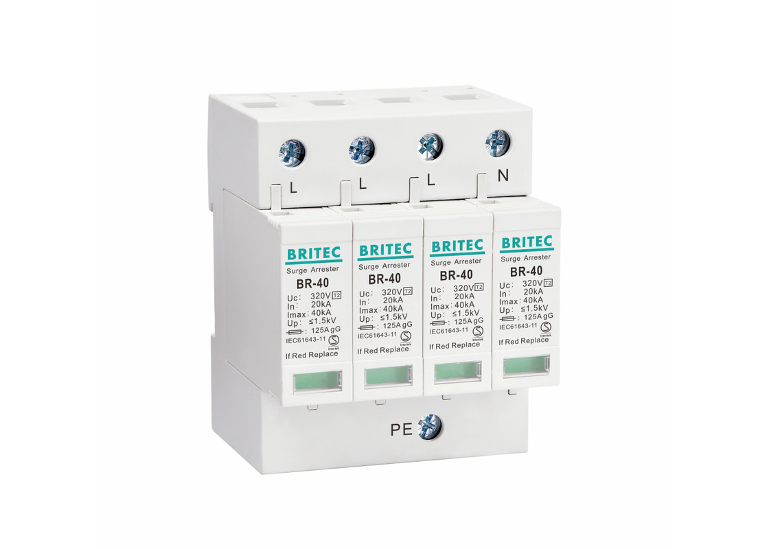 SPD T2 320V 4P 40KA টাইপ 2 সার্জ প্রটেক্টর বজ্রপাত সুরক্ষা