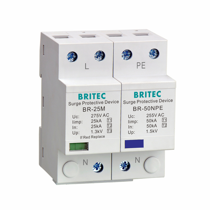BR-25M 1P+1NPE 25kA সার্জ অ্যারেস্টার টাইপ1 সার্জ অ্যারেস্টার থান্ডার প্রোটেক্টর সার্জ প্রোটেকশন এসপিডি