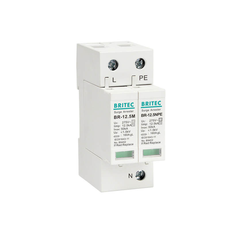 BR-12.5M 1P+1 বৈদ্যুতিক সরঞ্জাম 50kA 275v T1+T2 সারজ আটক সারজ সুরক্ষা ডিভাইস নিম্ন ভোল্টেজ সারজ সুরক্ষা