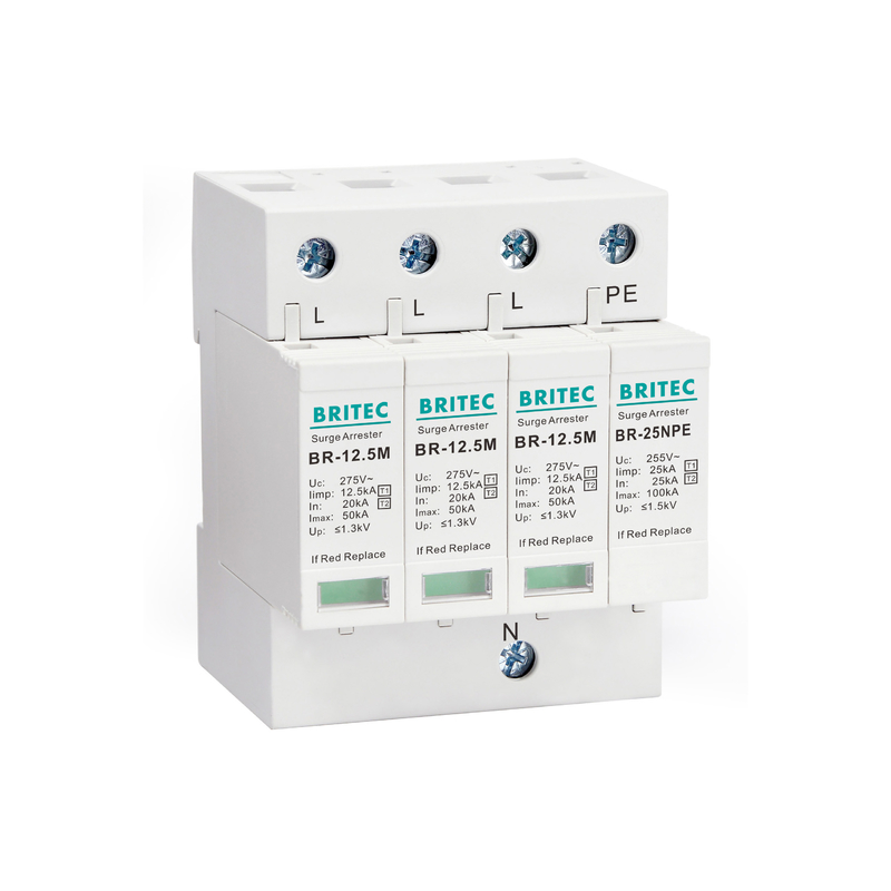 BRITEC BR-12.5M 3P+1 সার্জ প্রোটেকশন 275v লাইটনিং অ্যারেস্টার ক্লাস I+II Spd