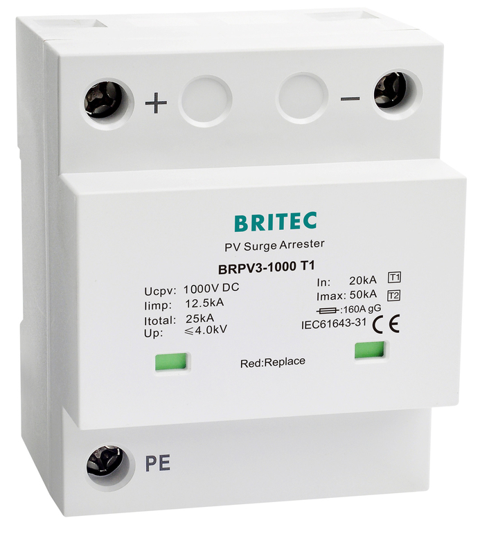 BRPV3-1000 T1 50ka DC 1000V 12.5ka পিভি ওভারজার্জ আটকান সৌর ওভারজার্জ সুরক্ষা ডিভাইস ফোটোভোলটাইক এসপিডি