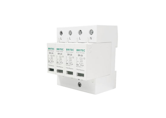 AC Type 2 Three Phase Surge Protector with 20kA Discharge Current and Pluggable Module for Lightning Protection