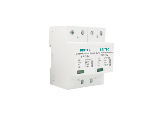 25kA টাইপ 1 সার্জ প্রোটেক্টর 275V 1.3kV T1 10/350us 2P একক ফেজ