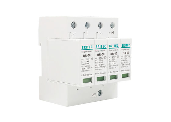 60kA AC275V DIN রেল মাউন্ট ওভারজার্জ বিদ্যুৎ শক্তি সুরক্ষার জন্য বজ্রপাত আটকান SPD