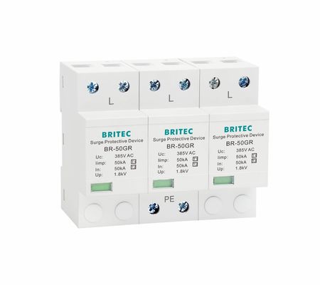 BRITEC 50kA TUV/CE/ROHS অনুমোদিত সার্জ প্রোটেকশন ডিভাইস (SPD) 10/350 ওয়েভফর্ম লাইটনিং অ্যারেস্টর সহ