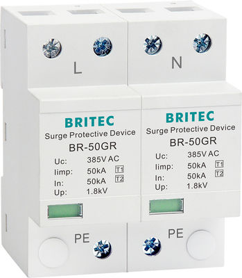 BRITEC 50kA TUV/CE/ROHS অনুমোদিত সার্জ প্রোটেকশন ডিভাইস (SPD) 10/350 ওয়েভফর্ম লাইটনিং অ্যারেস্টর সহ