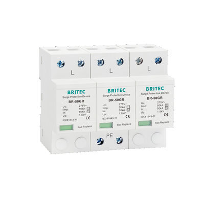 BR-50GR 3P+N টাইপ 1 সার্জ প্রোটেকশন ডিভাইস ক্লাস 1 AC SPD 50ka থান্ডার লাইটনিং অ্যারেস্টার SPD টাইপ 1 এবং 2