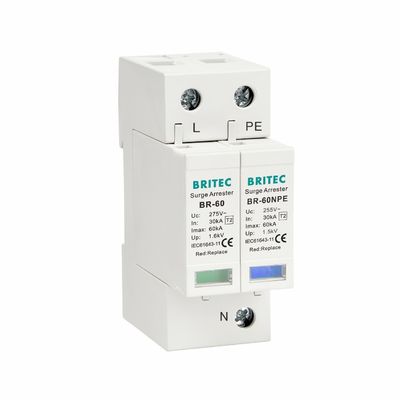 BR-60 1+1 টাইপ 2 সার্জ প্রটেক্টর বজ্রপাত সুরক্ষা ডিভাইস 60KA ক্লাস সি