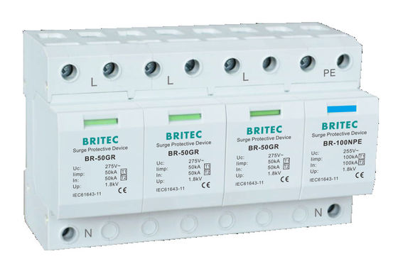 BR-50GR 1P 50kA টাইপ 1 সার্জ প্রোটেক্টিভ ডিভাইস Ac Din Rail Surge Arrester SPD
