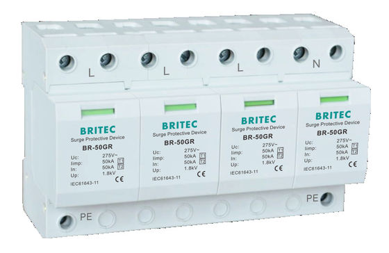 BR-50GR 1P 50kA টাইপ 1 সার্জ প্রোটেক্টিভ ডিভাইস Ac Din Rail Surge Arrester SPD