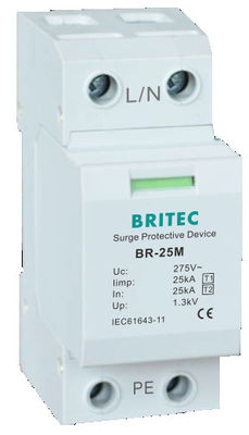 BRITEC BR-25M T1+T2 B+C 3P DIN রেল 35mm Spd T1 ভারিস্টর ওভারজার্জ গ্রেটার টাইপ1 3p ওভারজার্জ প্রটেক্টর