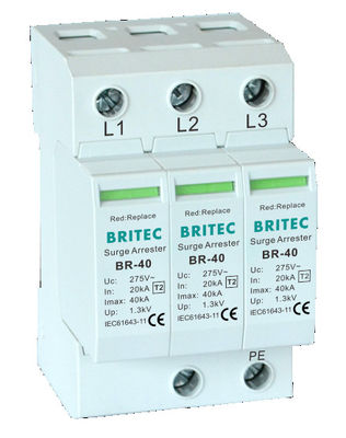 BRITEC BR-40 4P সার্জ প্রোটেকশন ডিভাইস থ্রি ফেজ এসপিডি লাইটনিং প্রোটেকশন অ্যারেস্টার