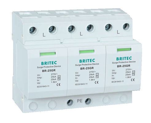 BR-25GR 1P+1 সার্জ সুরক্ষা ডিভাইস Spd টাইপ1 সার্জ দমনকারী বজ্রপাত বন্ধকারী এসি সার্জ দমনকারী