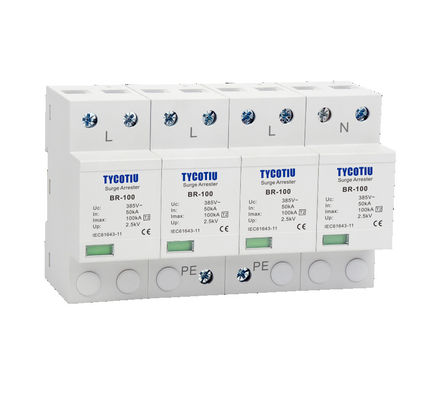 BR-100 4P OEM টাইপ 2 সার্ge প্রোটেক্টর 385v সার্ge সুরক্ষা ডিভাইস SPD ভ্যারিস্টর আরেস্টার সার্ger প্রোctor 100 ka