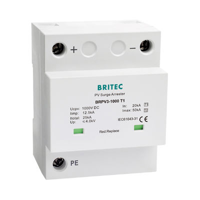 BRPV3-1000-5 T1 50kA DC 1000V 5kA টাইপ 1+2 PV সার্জ প্রটেক্টর সার্জ অ্যারেস্টার সোলার সার্জ প্রোটেকশন ডিভাইস t1 t2 dc SPD ফটোভোলটাইক SPDs