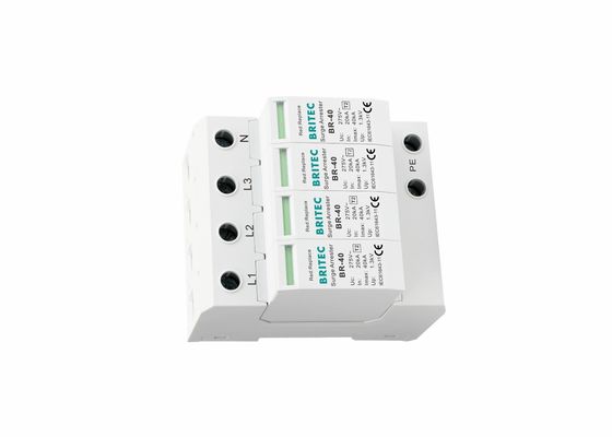 UL94-V0 35mm Din Rail 40ka টাইপ 2 বজ্রপাত সুরক্ষা পাওয়ার সার্জ অ্যারেস্টার