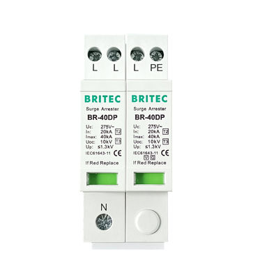 BRITEC BR-40DP 275 3+1P টাইপ 2 Surge সুরক্ষা চীন surge arrester কারখানা এসি বজ্রপাত arrester