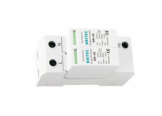40kA প্লাগযোগ্য মডুলার সারজেস্ট অ্যারেস্টার 320V 2P টাইপ 2 সারজেস্ট সুরক্ষা ডিভাইস DIN রেল মাউন্ট