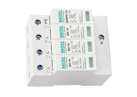 385V 70kA প্লাগযোগ্য টাইপ 2 সার্জ সুরক্ষা ডিভাইস এসি সুরক্ষার জন্য বজ্রপাত বন্ধকারী