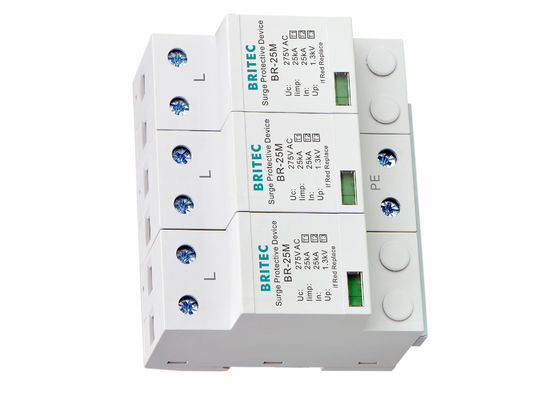 SPD 275v Lightning Surge Protectors 3 Phase Lightning Arrester Type 1