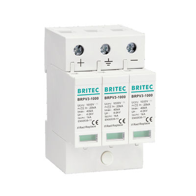 BRPV3-1000 1000V 40kA 3P ডিসি সোলার পিভি সার্জ প্রোটেকশন ডিভাইস সার্জ অ্যারেস্টার লাইটনিং সাপ্রেসর