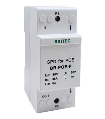 BR-POE-P 48V ডেটা সার্জ প্রটেক্টর cat 6 POE পাওয়ার ওভার ইথারনেট সার্জ সুরক্ষা ডিভাইস spd spd rj45 poe