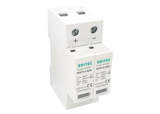 সৌর বৈদ্যুতিন সংকেতের মেরু বদল করার জন্য প্লাজেবল 2 মেরু 600 ভি সোলার সার্জ অ্যারেস্টার