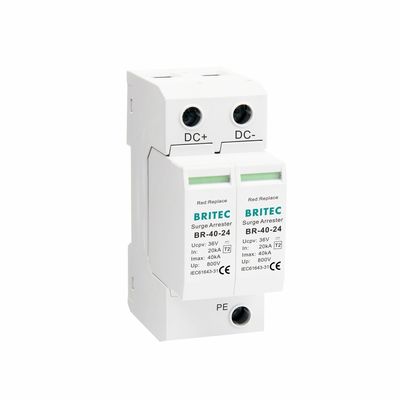 BR-40 24 টাইপ 2 পিভি সার্জ অ্যারেস্টার 36V সুরক্ষা এবং 5 বছরের ওয়ারেন্টি সোলার সিস্টেম টাইপ 2 ডিসি এসপিডি