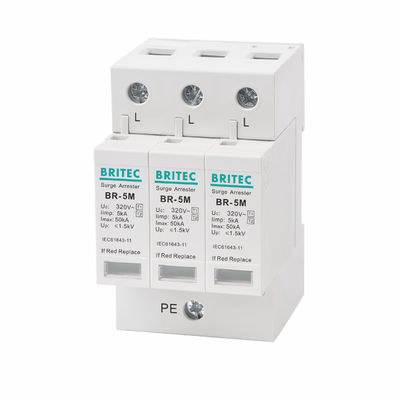 5kA 3P 320Vac বজ্রপাতে সুরক্ষা ডিভাইস টাইপ 1+2 এসি ওভারজার্জ সুরক্ষা ডিভাইস / ক্লাস I+II / ক্লাস B+C সিরিজ