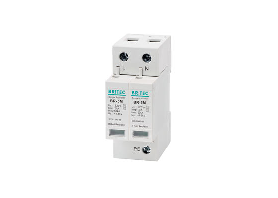 BR-5M 320V 2P একফেজ এসপিডি (SPD) - ৫ কিলোএম্পিয়ার (kA) টাইপ ১ + টাইপ ২ সার্জ সুরক্ষা ডিভাইস, DIN রেল মাউন্ট