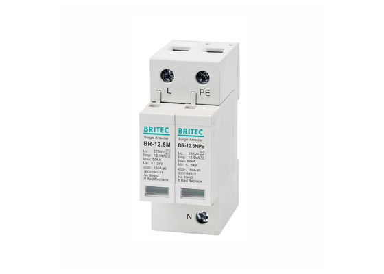 ক্লাস বি + সি বজ্রপাত সুরক্ষা 12.5kA Iimp 275V এসি T1 + T2 Surge Arrestor SPD